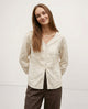 Maddie | Women Shirt With Linen Collarless V Neck