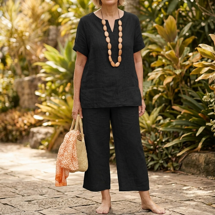 Lunessa – Women's Breezy V-Neck Top and Pants Set