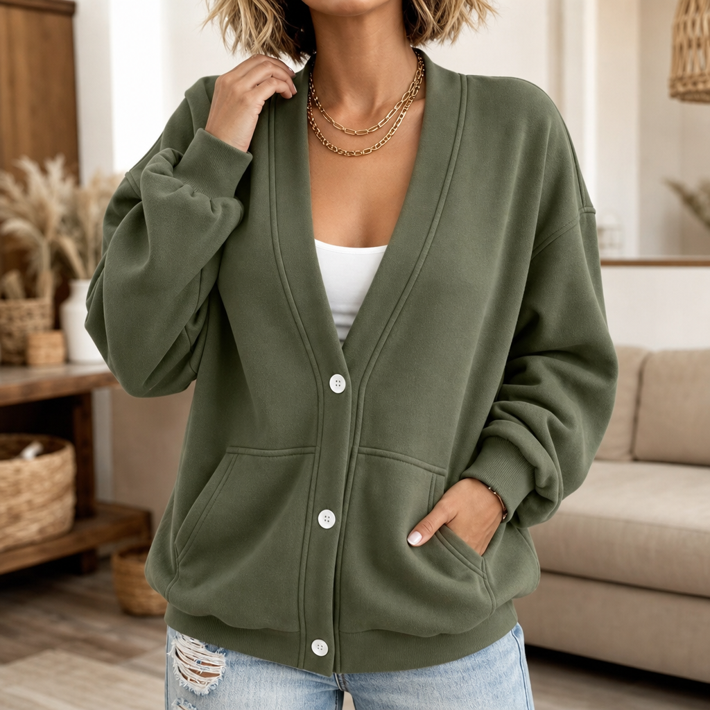 Wearbella – Oversized Drop-Shoulder Lantern Sleeve Cardigan