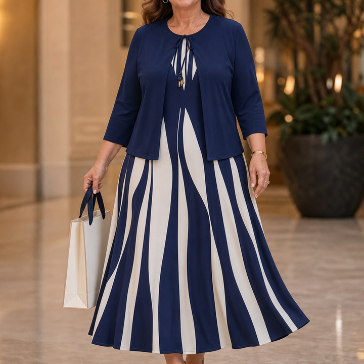 Cintura – Tie-Front Swirl Print Layered Midi Dress