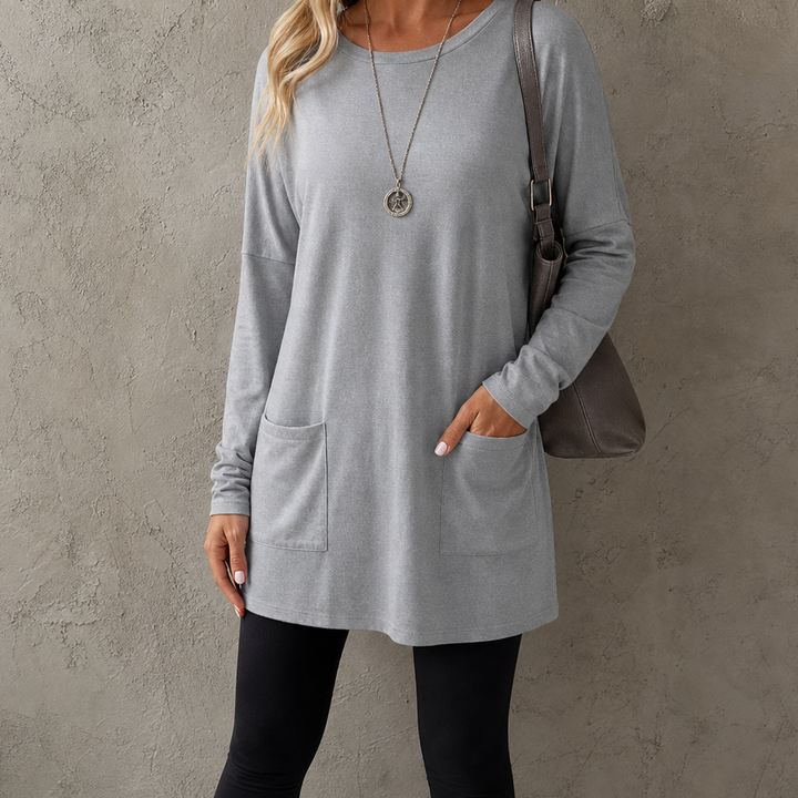 Wearbella – Relaxed Longline Crew-Neck Tunic Top