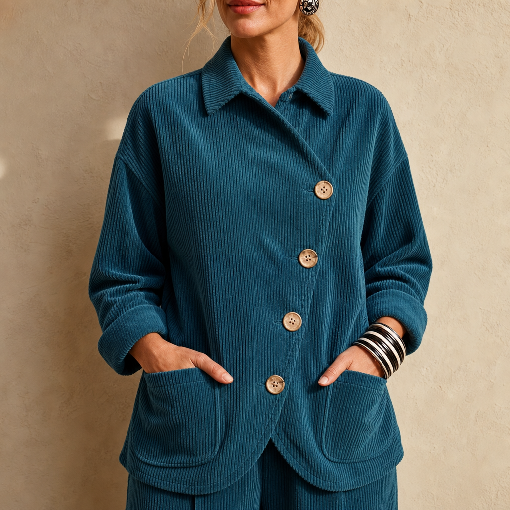 Corfield – Diagonal Button Ribbed Corduroy Shacket