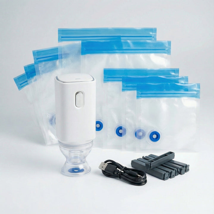 Freshvault – Handheld Vacuum Sealer with 30 Reusable Vacuum Bags (4 Sizes)