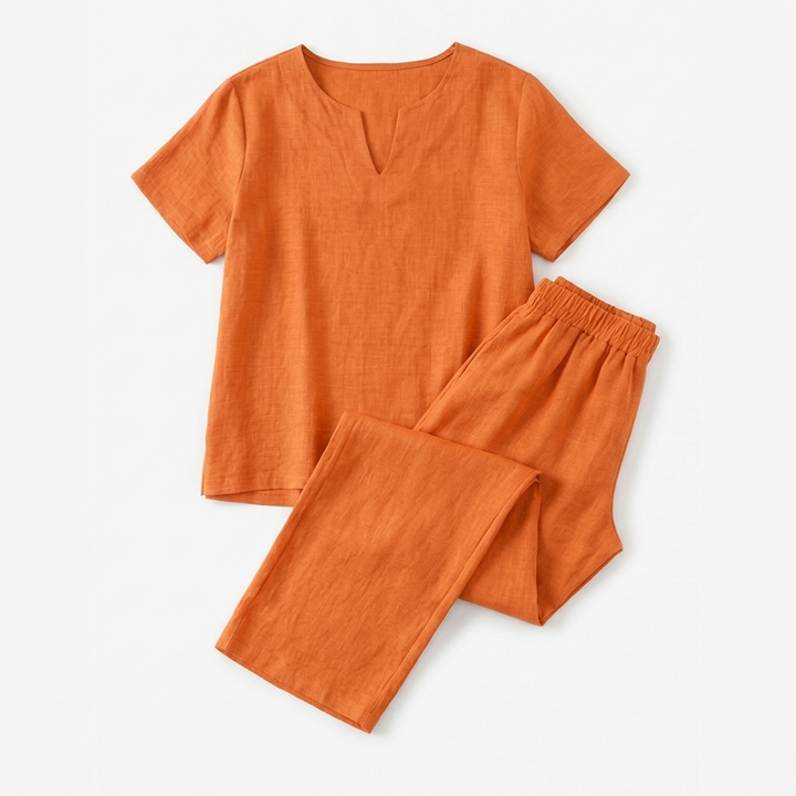 Lunessa – Women's Breezy V-Neck Top and Pants Set