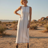 Mireya | Women's Ribbed Knit Maxi Dress with Contrast Seam Detail