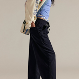 Isla | Women's Cropped Wide Leg Denim Pants with Drawstring Waist