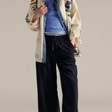 Isla | Women's Cropped Wide Leg Denim Pants with Drawstring Waist