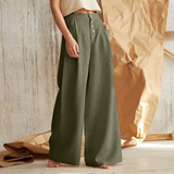 Everly | Women's Wide Leg Linen Pants with Elastic Waist