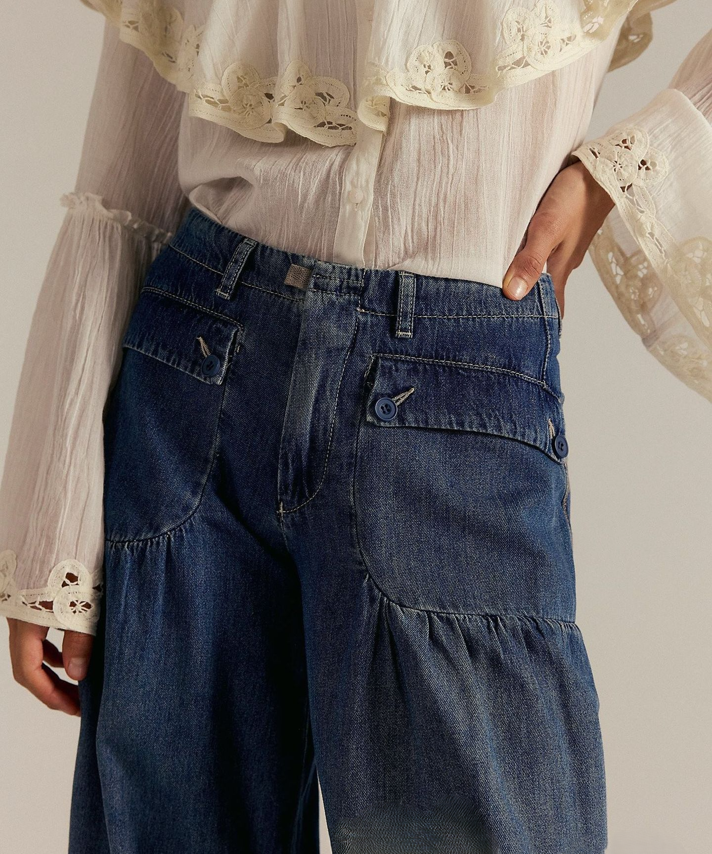 Roxy | Women's Wide Leg Denim Jeans with Low Waist