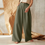 Everly | Women's Wide Leg Linen Pants with Elastic Waist