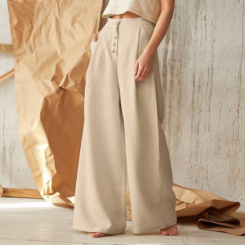Everly | Women's Wide Leg Linen Pants with Elastic Waist