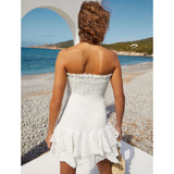 Dahlia | Women's Strapless Smocked Mini Dress with Tiered Ruffle Hem