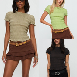 Chloe | Women Top With Plaid Ruched Body