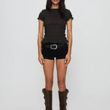 Chloe | Women Top With Plaid Ruched Body