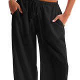 Solara | Women's Wide Leg Linen Pants with Drawstring Waist