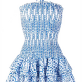 Dahlia | Women's Strapless Smocked Mini Dress with Tiered Ruffle Hem