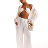 Solara | Women's Wide Leg Linen Pants with Drawstring Waist