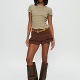 Chloe | Women Top With Plaid Ruched Body