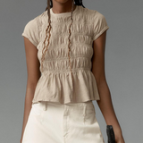 Rita | Women Top With Ruched Peplum Design