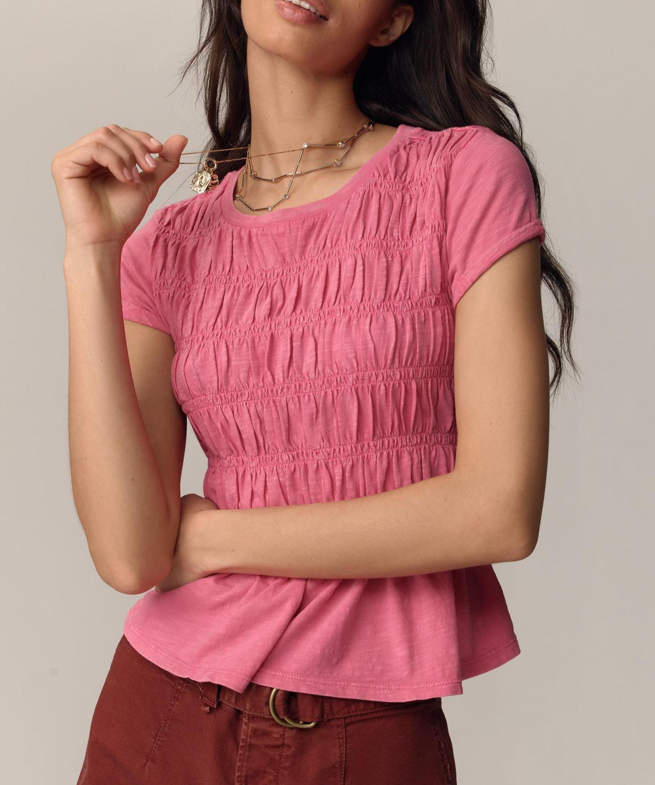Rita | Women Top With Ruched Peplum Design