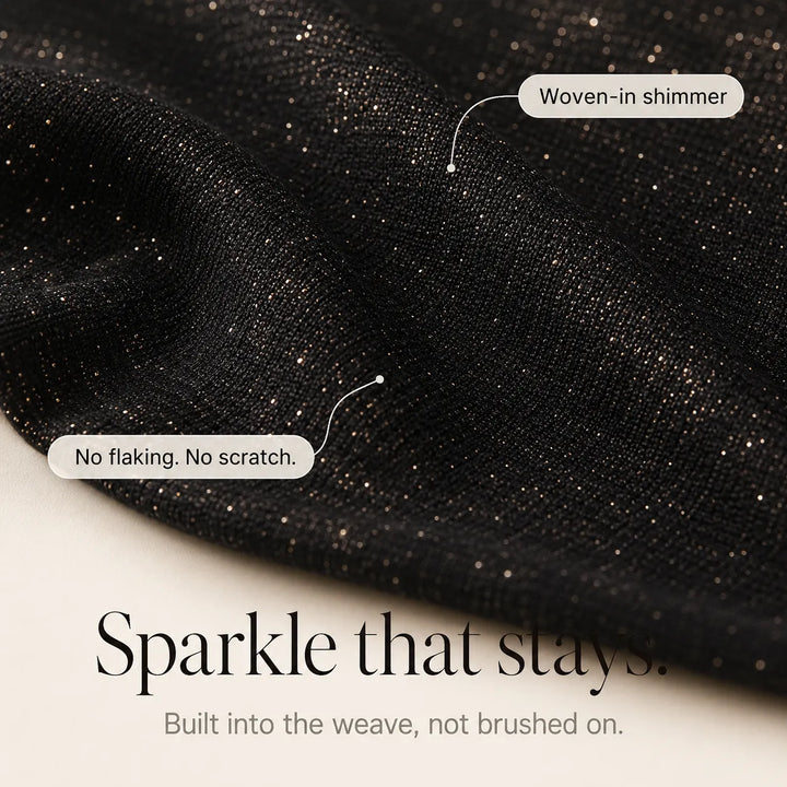 Solavia – Sparkle Ruched Crossover V-Neck Top with Sheer Mesh Sleeves