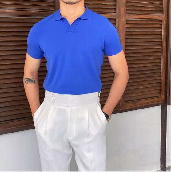 Keaton | Men's V-Collar Polo Shirt with Cotton Blend