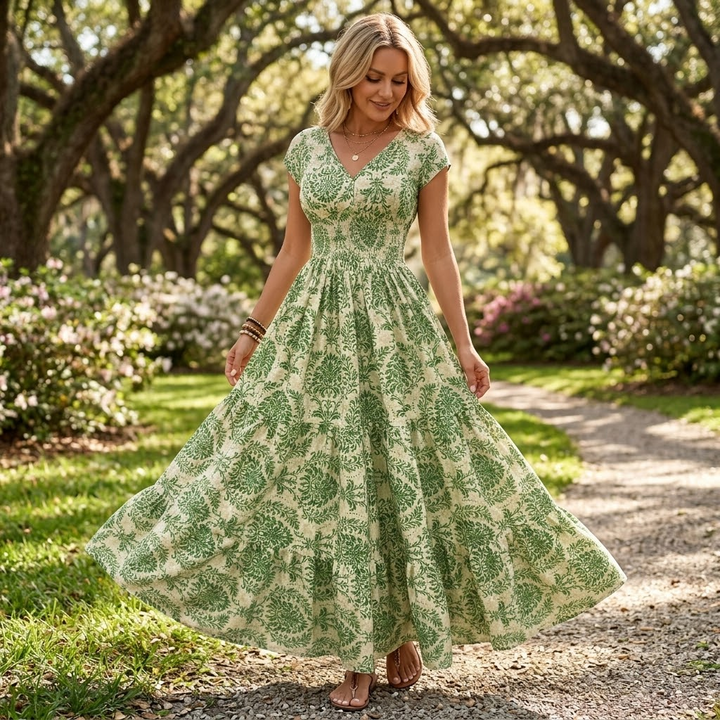 Florenza – Women's Smocked Floral Maxi Dress