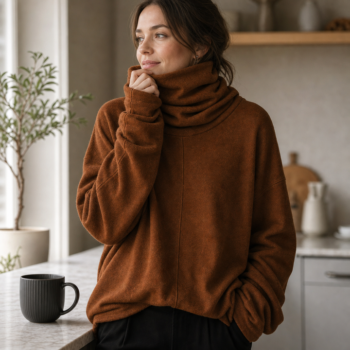 Cowlmara – Brushed Cowl-Neck Oversized Pullover