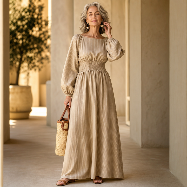 Wovelle – Smocked-Waist Pleated Maxi Dress