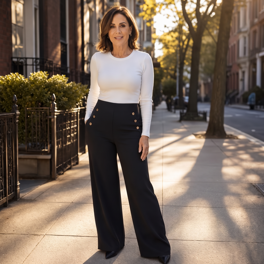 Smoothwaist – Hidden-Panel Wide-Leg Trousers