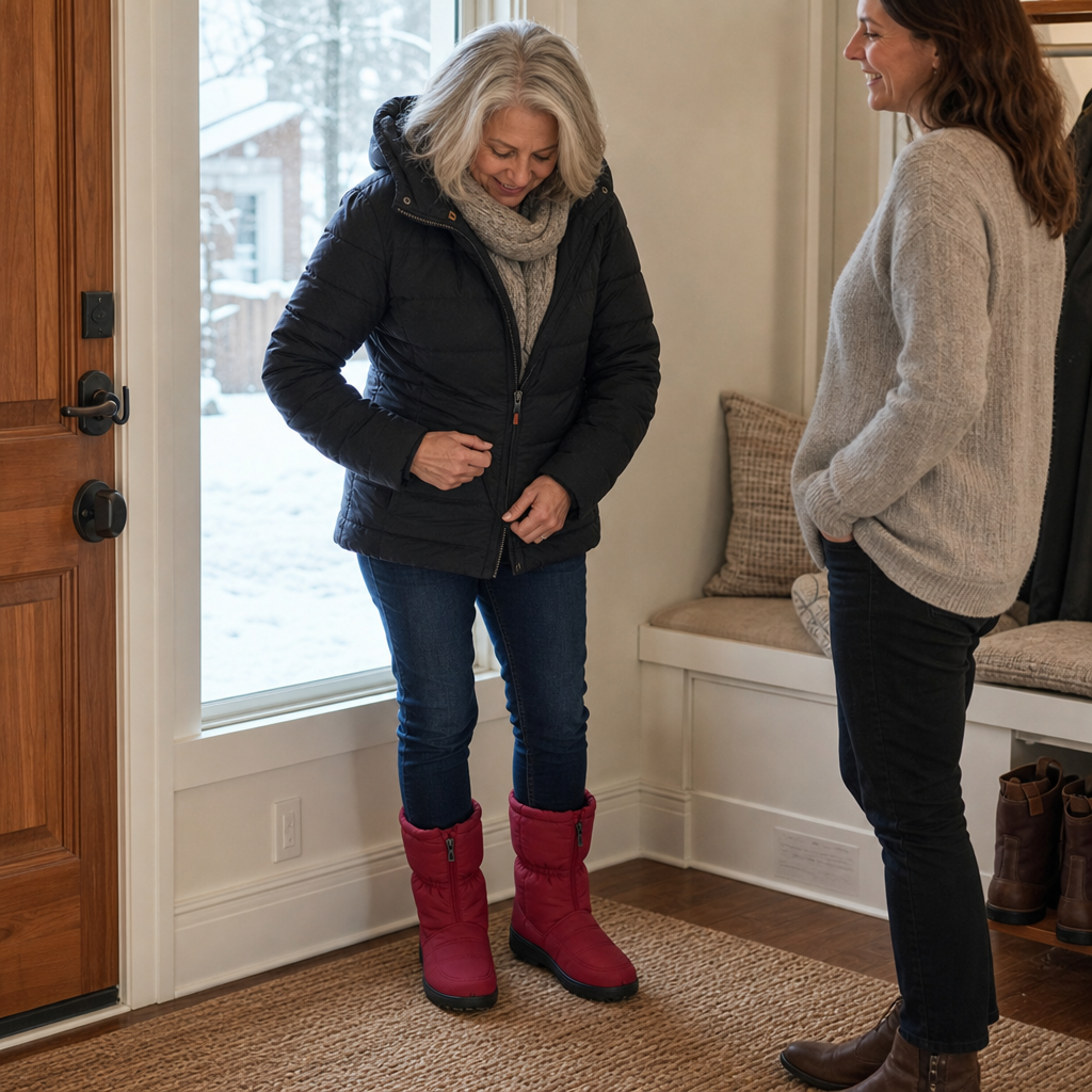 Frostbella – Quilted Zip-Up Mid-Calf Snow Boots