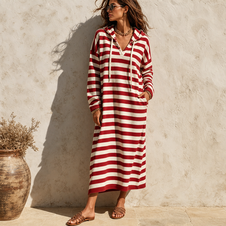 Wearbella – Striped Hooded Maxi Dress
