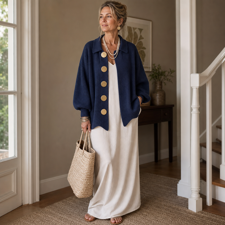 Wearbella – Scalloped Hem Chunky Collared Cardigan