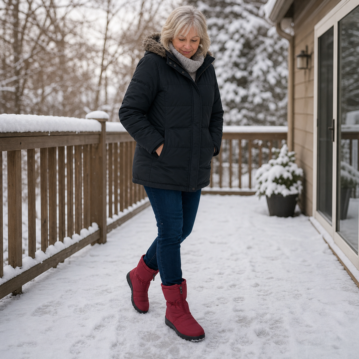 Frostbella – Quilted Zip-Up Mid-Calf Snow Boots