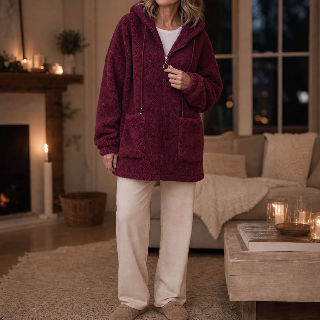 Cozamora – Oversized Sherpa Fleece Zip-Up Hoodie