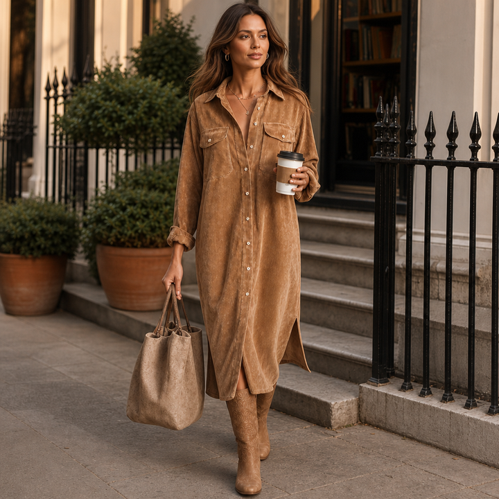 Wearbella – Button-Front Midi Shirt Dress With Side Slit