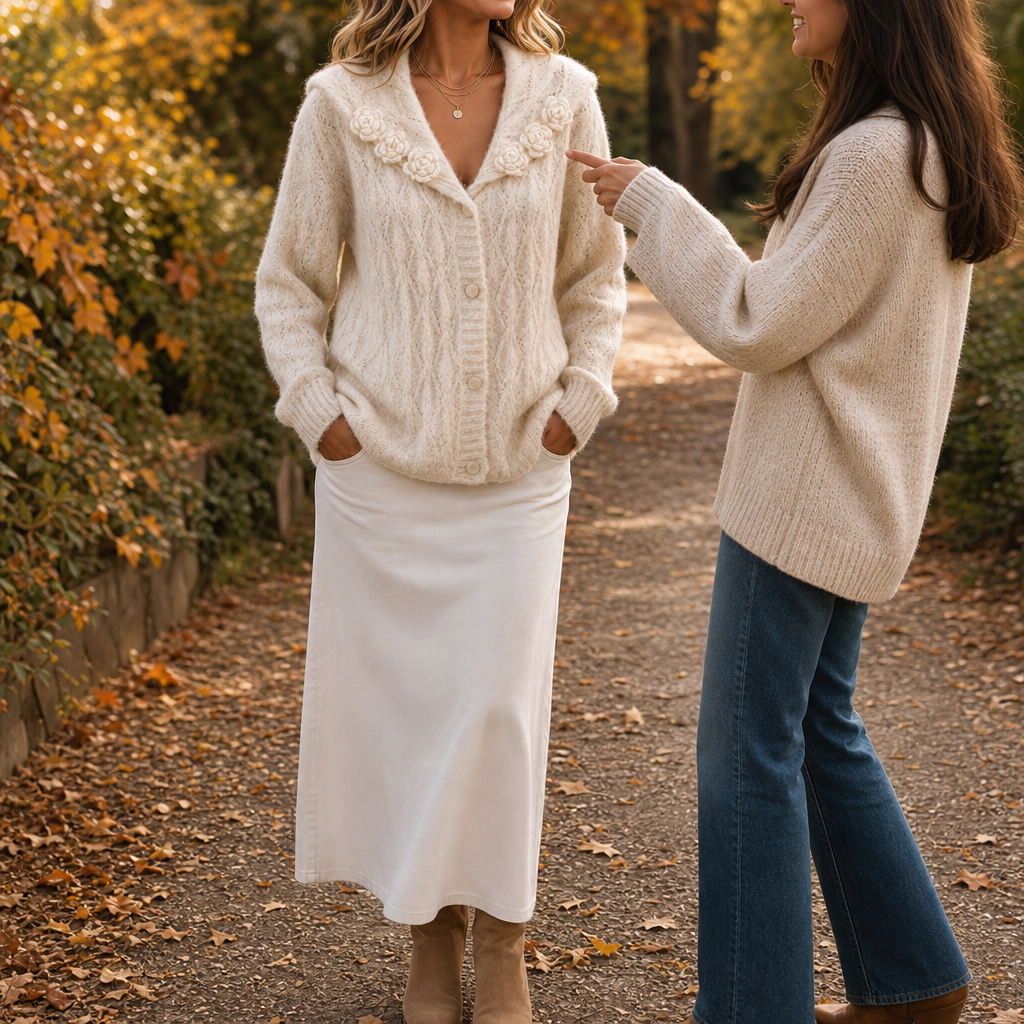 Sailmara – Sailor Collar Crochet Knit Cardigan