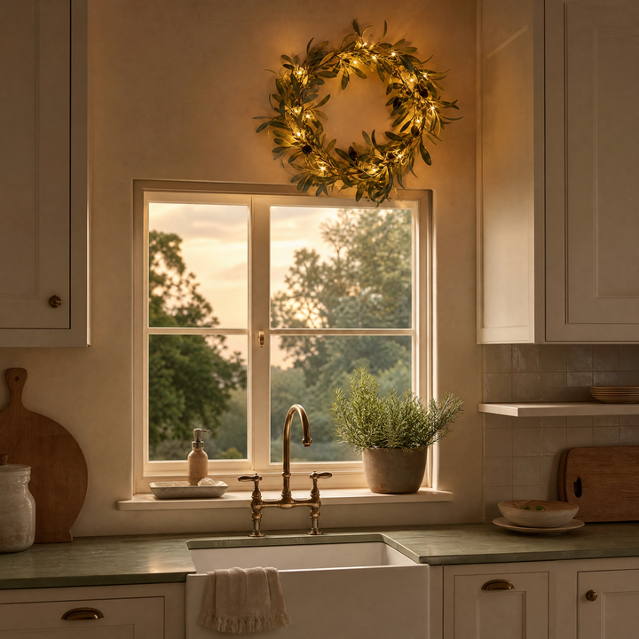 Olivelle – Warm-Glow Olive Wreath for Doors and Walls