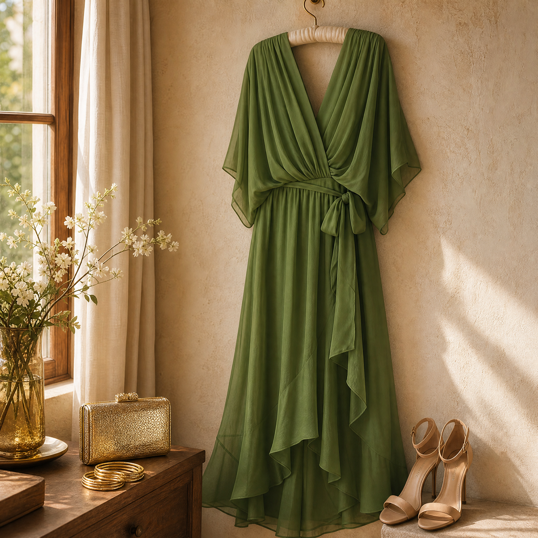 Mirabelle – Women's Flowing V-Neck Midi Dress