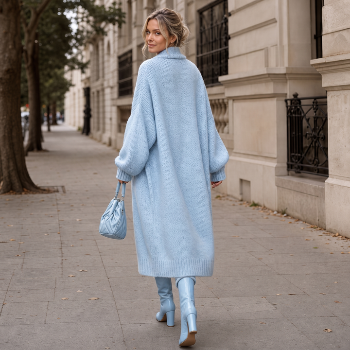 Wrapavia – Chunky Knit Button-Front Long Cardigan