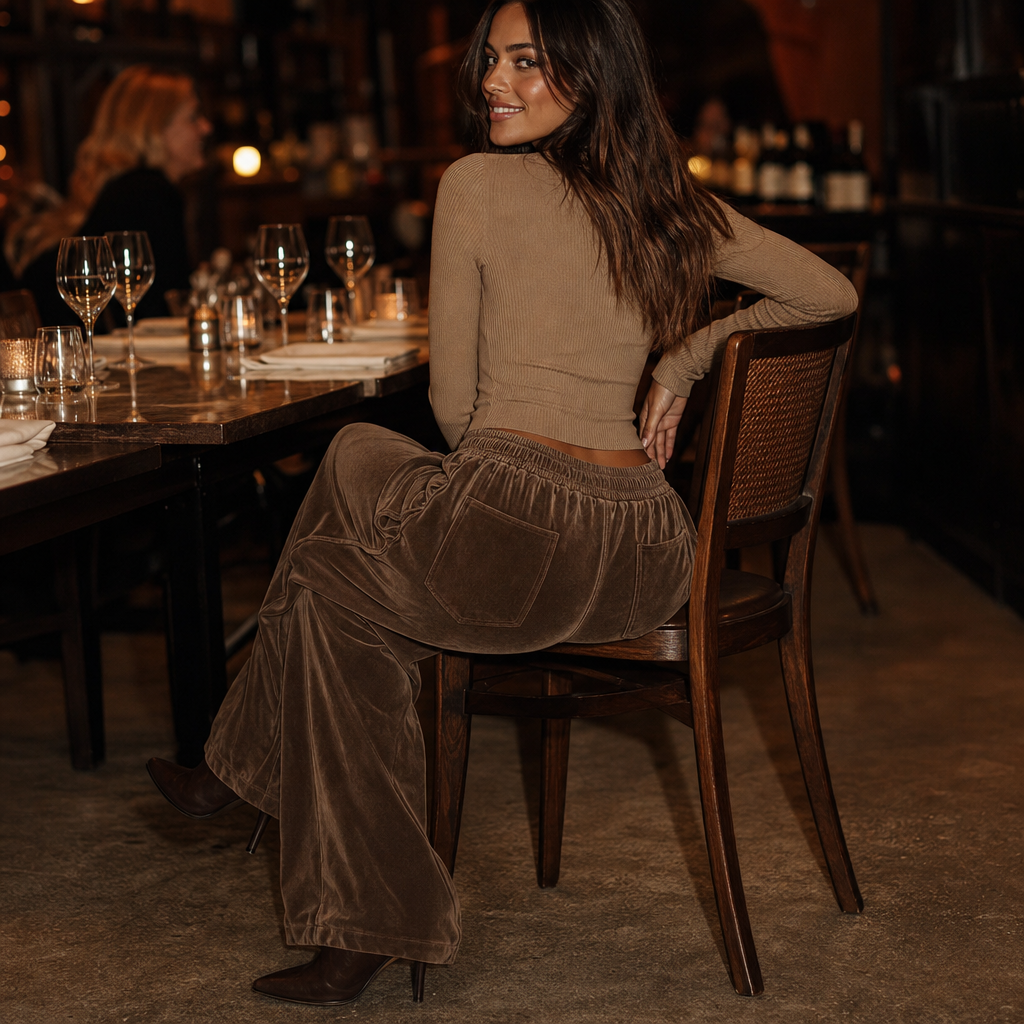 Draperie – Ribbed Corduroy Wide-Leg Drawstring Pants