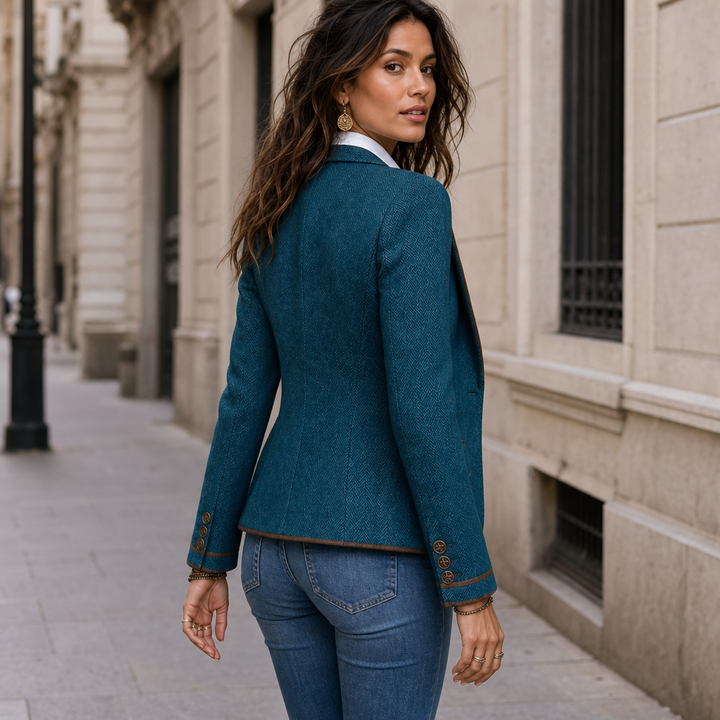 Vaunterie – Contrast Piped Herringbone Blend Coat