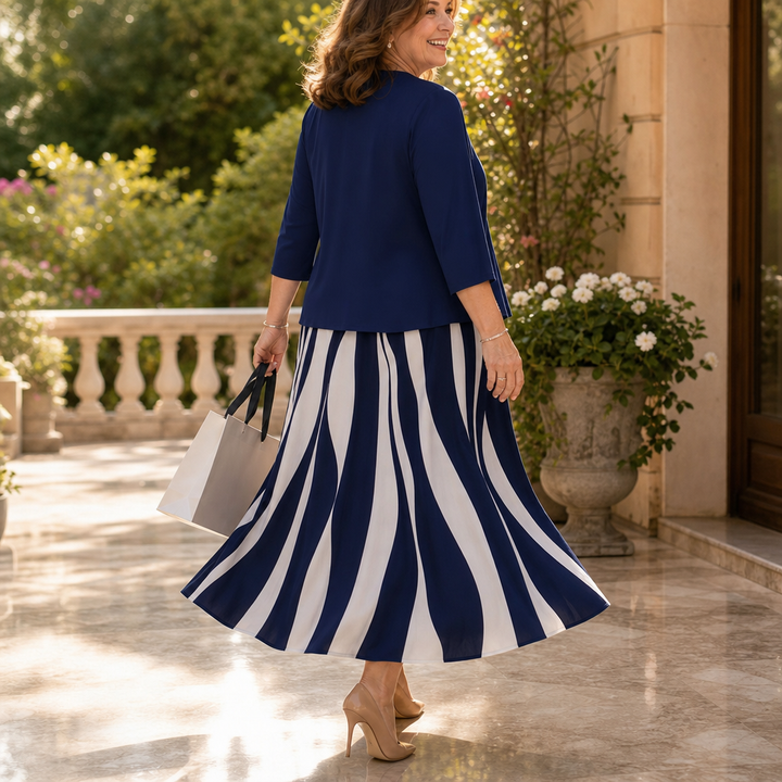 Cintura – Tie-Front Swirl Print Layered Midi Dress