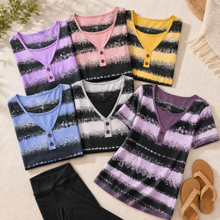 Vesper – Women's Flowy Watercolor Henley