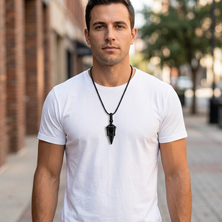 Noctera – Macramé-Wrapped Obsidian Pendant