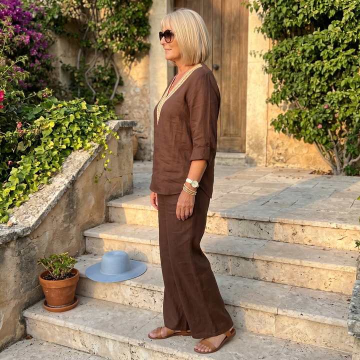 Linora – Women's Crochet V-Neck Two-Piece Set