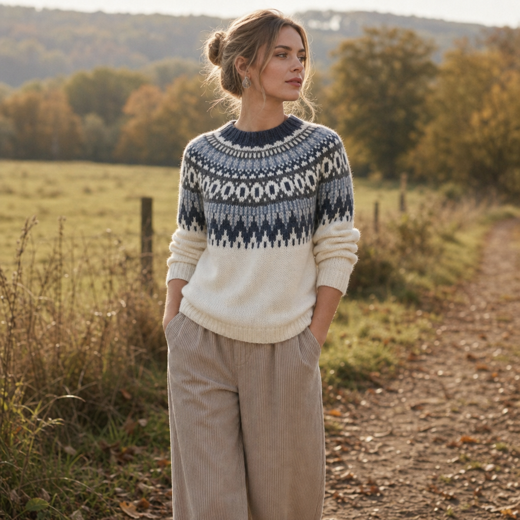 Wearlyn – Colorblock Yoke Dropped-Shoulder Knit Sweater