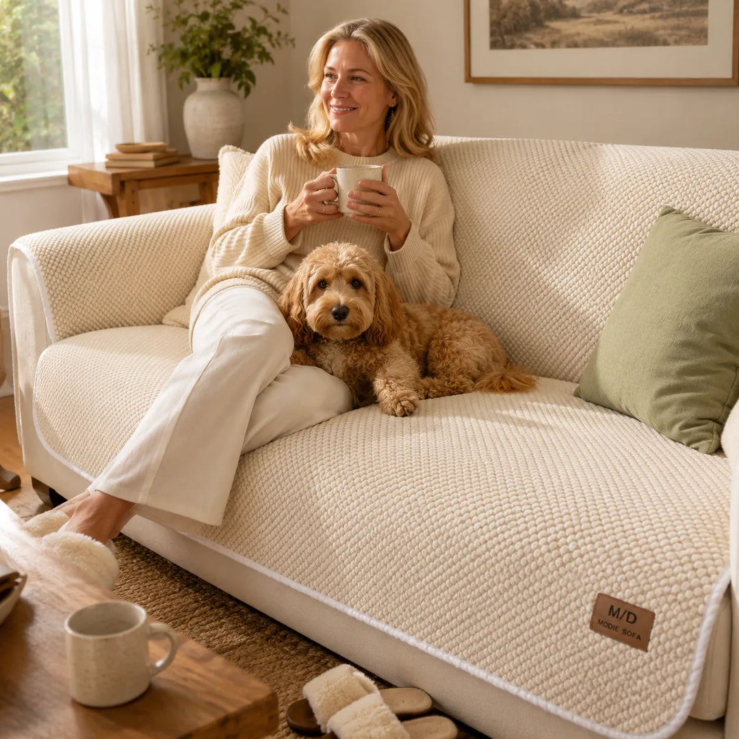 Pawtect – Non Slip Sofa Cover for Pets, Anti Slip Couch Protector, Plush Sectional Cover