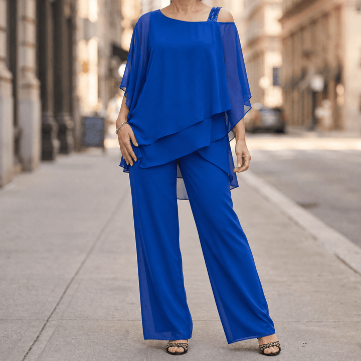 Élora – Women's Asymmetric Chiffon Two-Piece Set