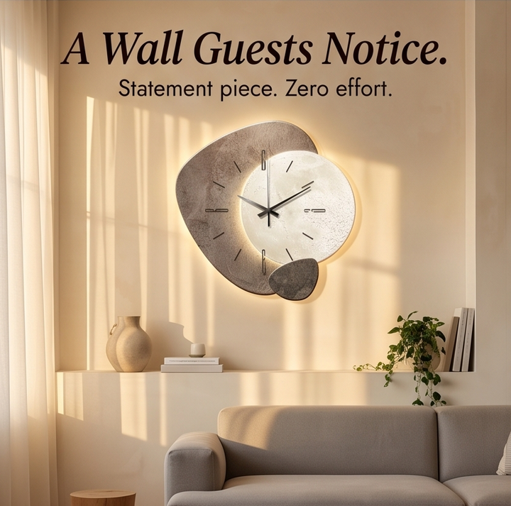 Lunara – Moon-Lit Wall Clock with Warm Backlight